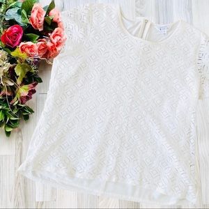 Market & Spruce | White Lace Cutout Top